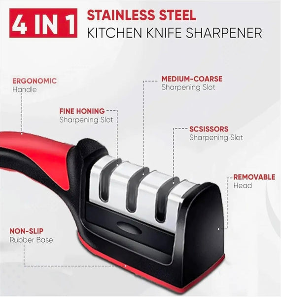 3 IN 1 KNIFE SHARPENER - 3 STAGE KNIFE SHARPENER - Knife Sharpener 3 Stage Sharpening Tool for Ceramic Knife and Steel Knives Manual 3 Stage Knife Sharpener for Kitchen