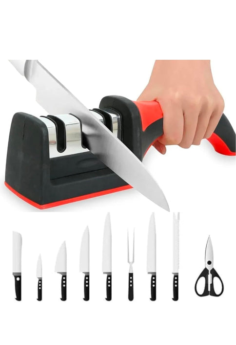 3 IN 1 KNIFE SHARPENER - 3 STAGE KNIFE SHARPENER - Knife Sharpener 3 Stage Sharpening Tool for Ceramic Knife and Steel Knives Manual 3 Stage Knife Sharpener for Kitchen